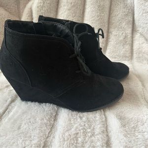 Lace up wedge booties